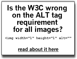 Is the W3C wrong 
on the ALT tag requirement for all images?