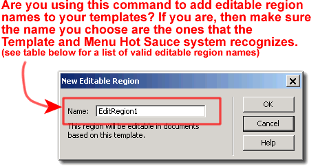 New Editable Region dialog box