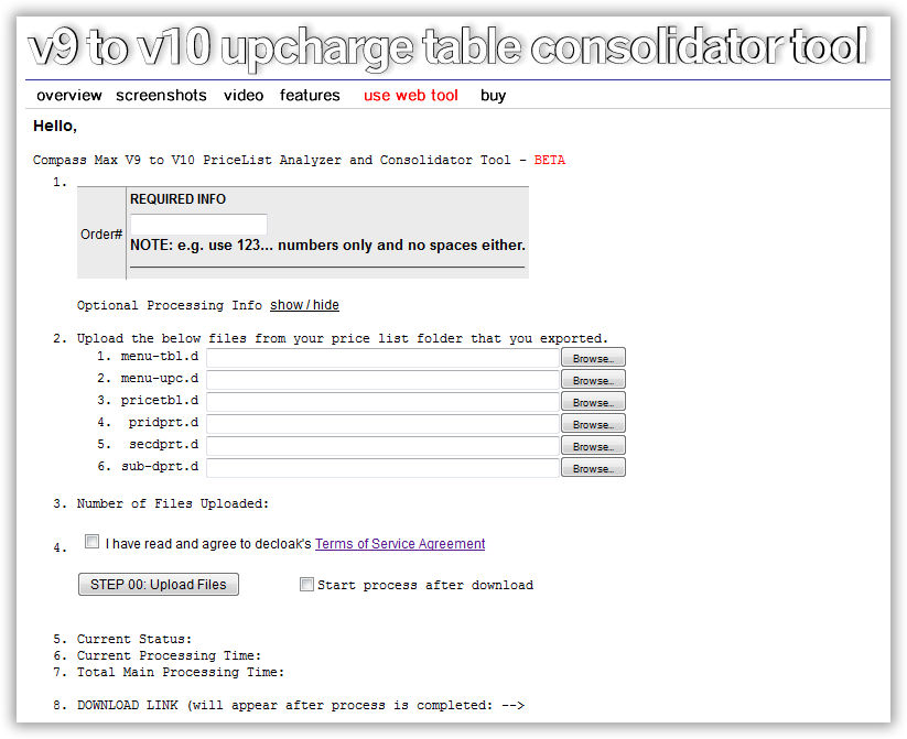 v9 to v10 UpCharge Table Consolidator Tool
